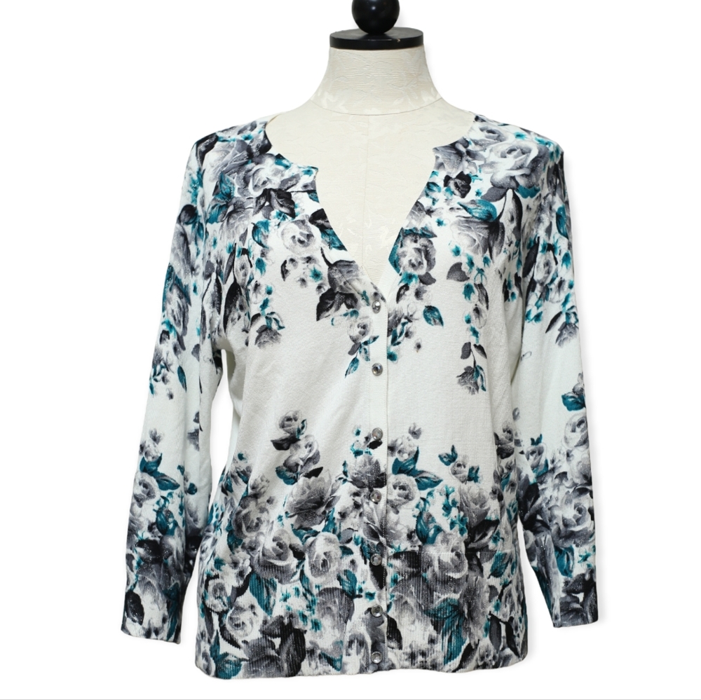 WHBM Floral Cardigan Size Large